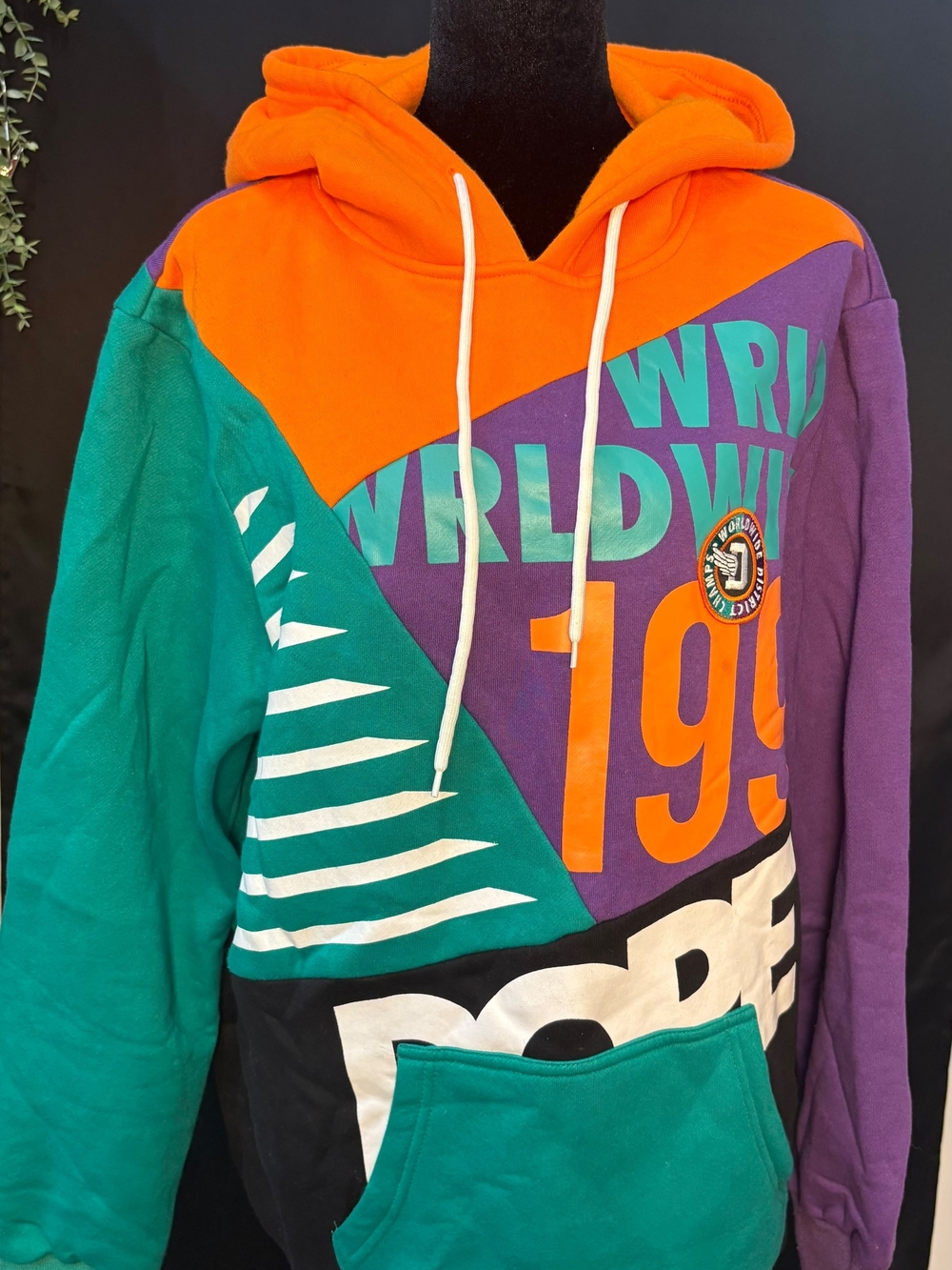 DOPE Colorblock Crewneck Hoodie in Orange, Teal, Purple